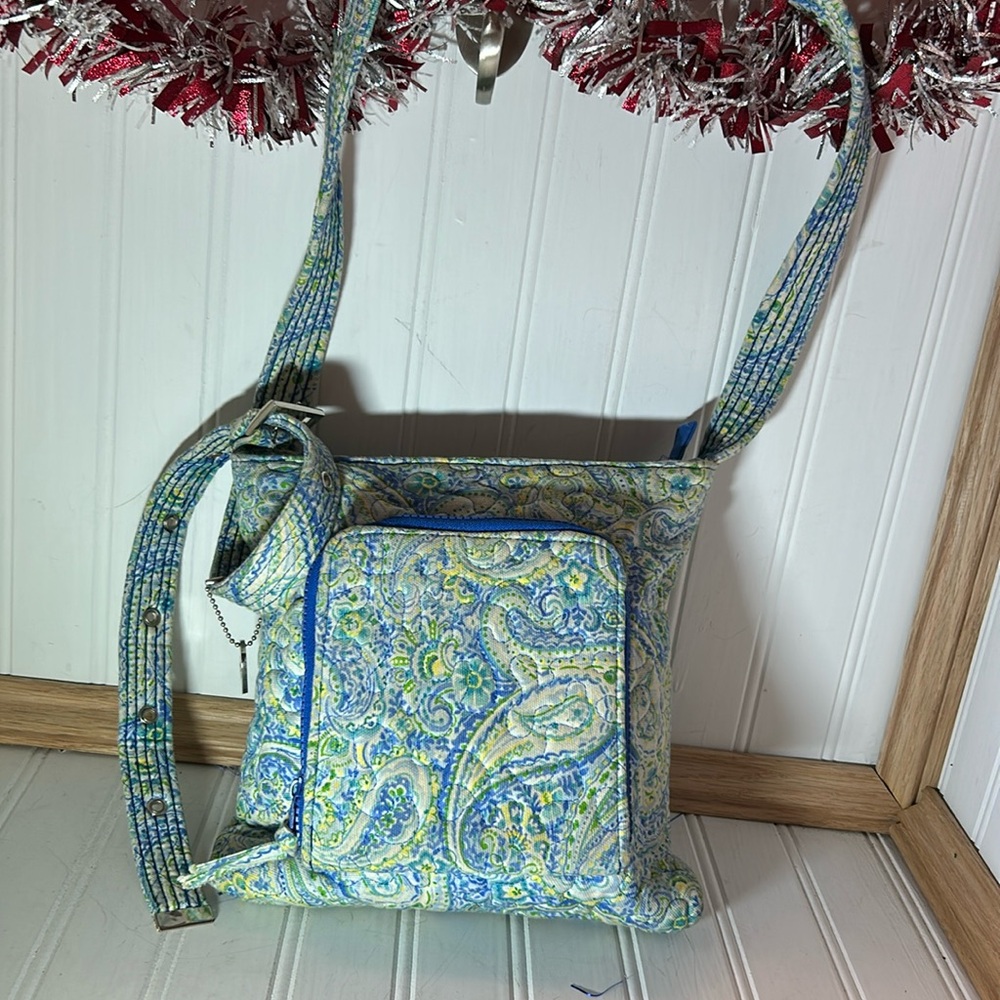 DSQ Blue and Yellow Quilted Fabric Adjustable strap crossbody bag